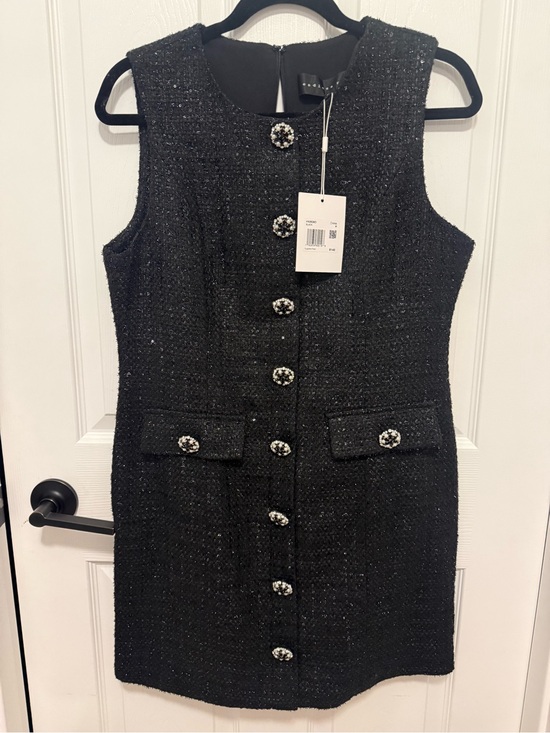 Endless Rose Dresses & Skirts - Endless Rose Black Tweed Jewel-Button Shift Dress